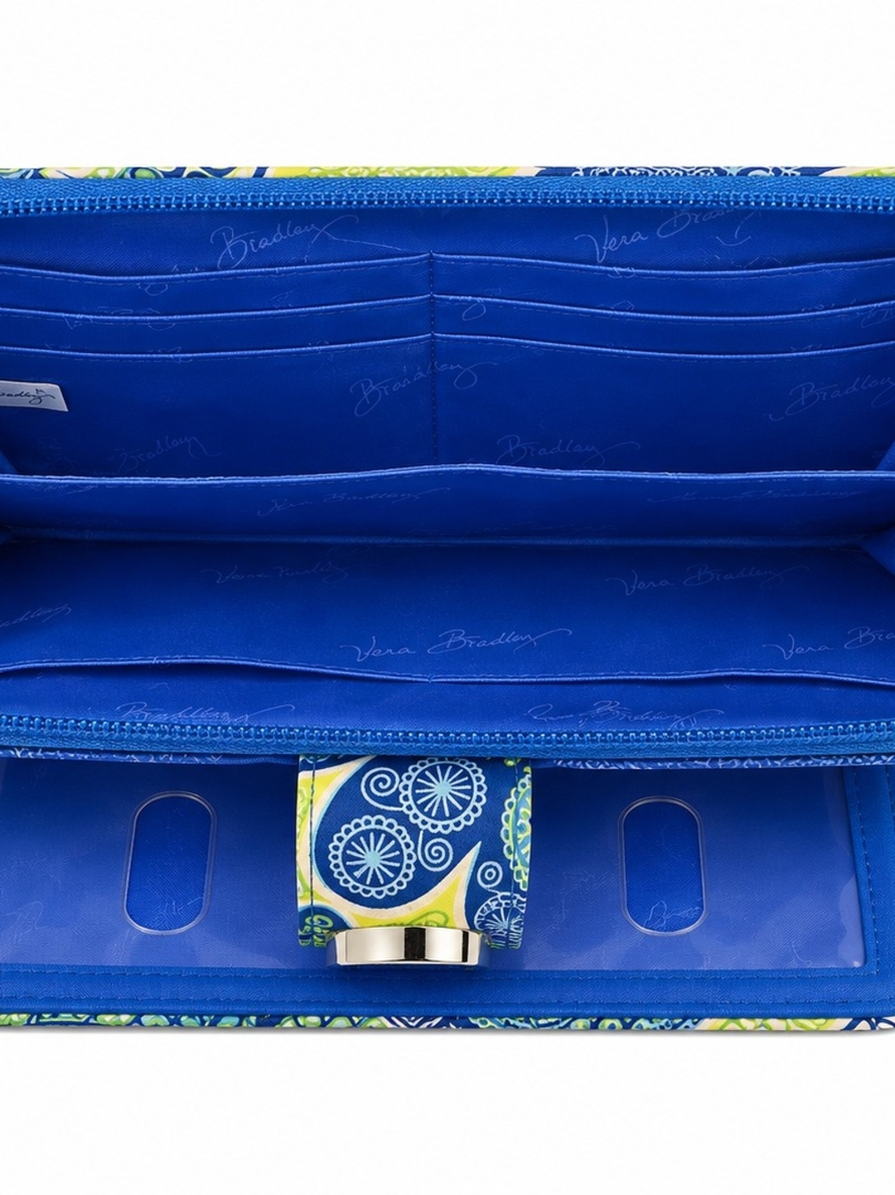 Vera Bradley Doodle Daisy Turn Lock Wallet Retired Floral Blue Green Quilted - Picture 5 of 10